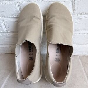 Birkenstock Barrie Fit Sand Canvas Slip On Shoes Size Eu 44